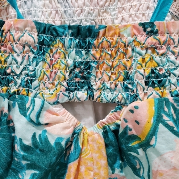 TOMMY BAHAMA SHORTS ROMPER SMOCKED TOP 100% COTTON FRUIT PRINT GIRLS TODDLER 4T - Picture 6 of 13